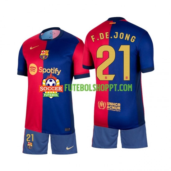 Camisola Júnior FC Barcelona Frenkie de Jong 21 Principais Equipamento 2024-2025 Manga Curta