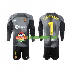 Camisola Júnior FC Barcelona Ter Stegen 1 Guarda-redes Alternativa Equipamento 2022-2023 Manga Comprida