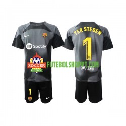 Camisola Júnior FC Barcelona Ter Stegen 1 Guarda-redes Alternativa Equipamento 2022-2023 Manga Curta