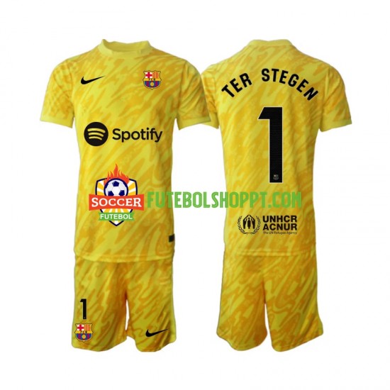 Camisola Júnior FC Barcelona Ter Stegen 1 Guarda-redes Alternativa Equipamento 2024-2025 Manga Curta