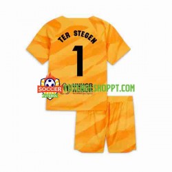 Camisola Júnior FC Barcelona Ter Stegen 1 Guarda-redes Quarto Equipamento 2023-2024 Manga Curta