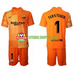 Camisola Júnior FC Barcelona Ter Stegen 1 Guarda-redes Principais Equipamento 2021-2022 Manga Curta