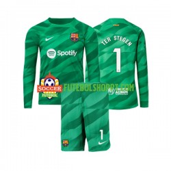Camisola Júnior FC Barcelona Ter Stegen 1 Guarda-redes Principais Equipamento 2023-2024 Manga Comprida