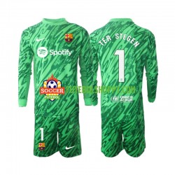 Camisola Júnior FC Barcelona Ter Stegen 1 Guarda-redes Principais Equipamento 2024-2025 Manga Comprida