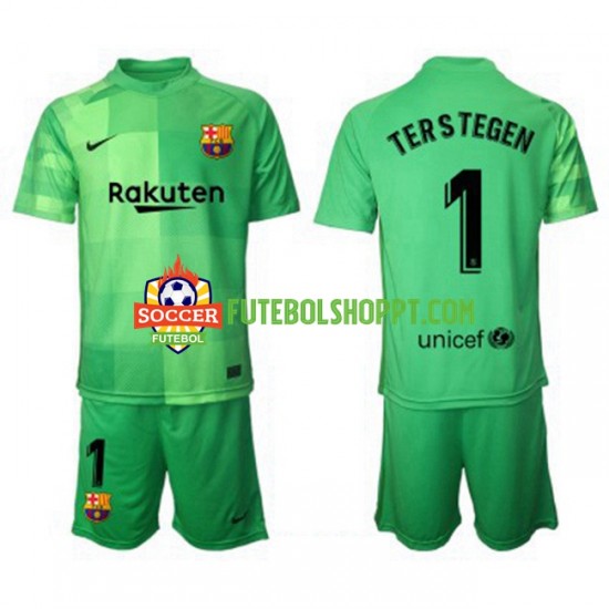 Camisola Júnior FC Barcelona Ter Stegen 1 Guarda-redes Terceiro Equipamento 2021-2022 Manga Curta