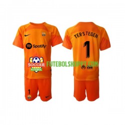 Camisola Júnior FC Barcelona Ter Stegen 1 Guarda-redes Terceiro Equipamento 2022-2023 Manga Curta