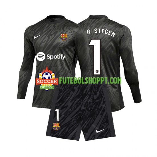 Camisola Júnior FC Barcelona Ter Stegen 1 Guarda-redes Terceiro Equipamento 2024-2025 Manga Comprida