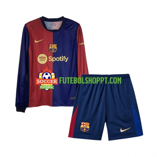 Camisola Júnior FC Barcelona Principais Equipamento 2024-2025 Manga Comprida
