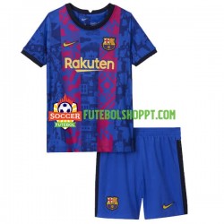Camisola Júnior FC Barcelona Terceiro Equipamento 2021-2022 Manga Curta
