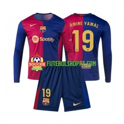 Camisola Júnior FC Barcelona Lamine Yamal 19 Principais Equipamento 2024-2025 Manga Comprida