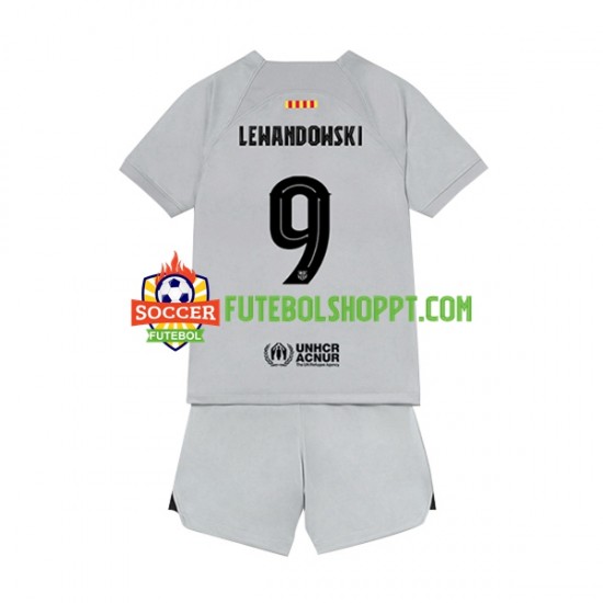 Camisola Júnior FC Barcelona Lewandowski 9 Terceiro Equipamento 2022-2023 Manga Curta