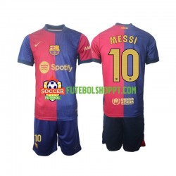 Camisola Júnior FC Barcelona Lionel Messi 10 Principais Equipamento 2024-2025 Manga Curta