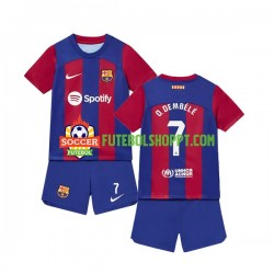 Camisola Júnior FC Barcelona Ousmane Dembele 7 Principais Equipamento 2023-2024 Manga Curta