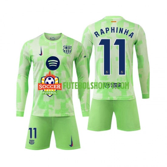Camisola Júnior FC Barcelona Raphinha 11 Terceiro Equipamento 2024-2025 Manga Comprida