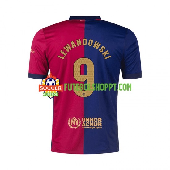 Camisola Homem FC Barcelona Robert Lewandowski 9 Principais Equipamento 2024-2025 Manga Curta