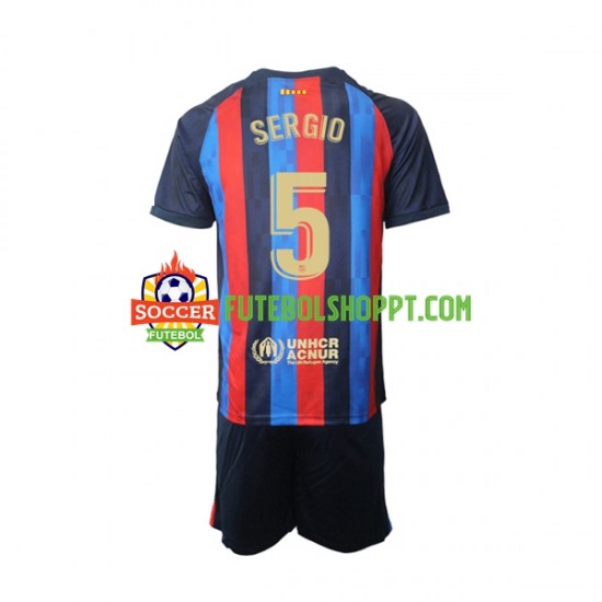 Camisola Júnior FC Barcelona Sergio Busquets 5 Principais Equipamento 2022-2023 Manga Curta