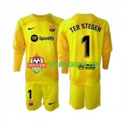 Camisola Júnior FC Barcelona Ter Stegen 1 Guarda-redes Quarto Equipamento 2022-2023 Manga Comprida