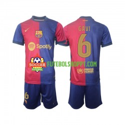 Camisola Júnior FC Barcelona UCL Font Gavi 6 Principais Equipamento 2024-2025 Manga Curta