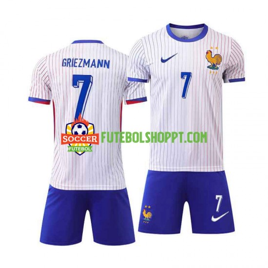 Camisola Júnior França Antoine Griezmann 7 Alternativa Equipamento Euro 2024 Manga Curta