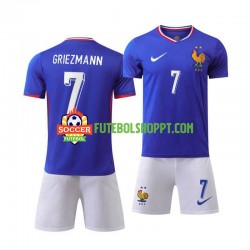 Camisola Júnior França Antoine Griezmann 7 Principais Equipamento Euro 2024 Manga Curta