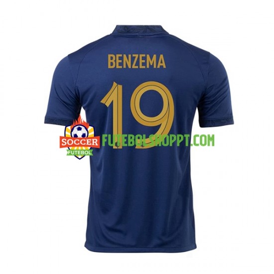 Camisola Homem França Benzema 19 Principais Equipamento Mundial 2022 Manga Curta