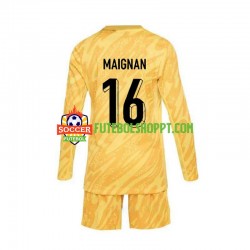Camisola Júnior França Mike Maignan 16 Guarda-redes Principais Equipamento Euro 2024 Manga Comprida
