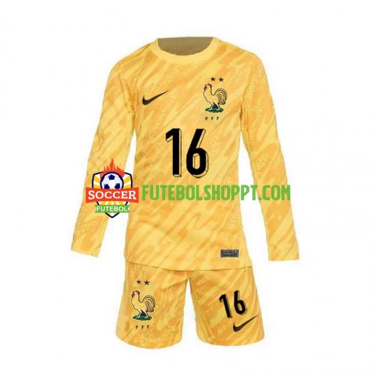 Camisola Júnior França Mike Maignan 16 Guarda-redes Principais Equipamento Euro 2024 Manga Comprida