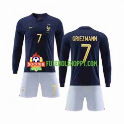 Camisola Júnior França Griezmann 7 Principais Equipamento Copa do Mundo 2022 Manga Comprida