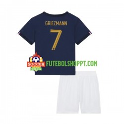Camisola Júnior França Griezmann 7 Principais Equipamento Mundial 2022 Manga Curta