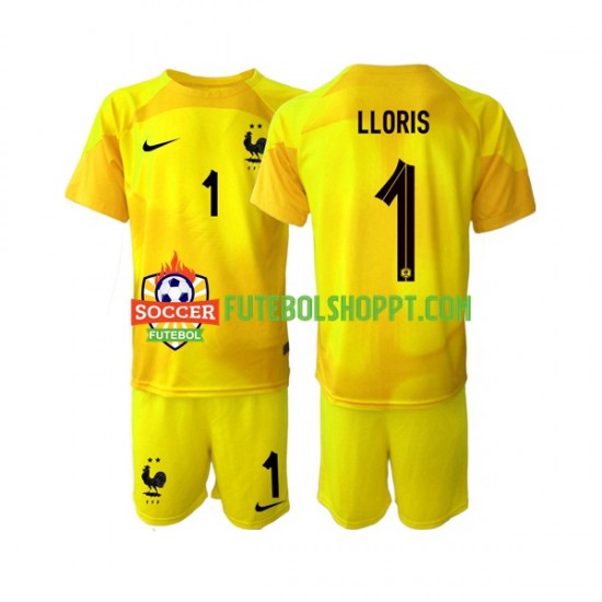 Camisola Júnior França Hugo Lloris 1 Guarda-redes Terceiro Equipamento Copa do Mundo 2022 Manga Curta