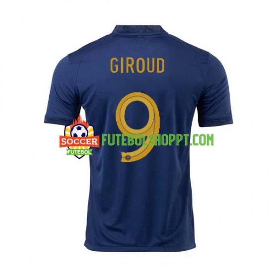 Camisola Homem França Olivier Giroud 9 Principais Equipamento Mundial 2022 Manga Curta