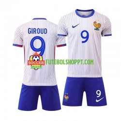 Camisola Júnior França Olivier Giroud 9 Alternativa Equipamento Euro 2024 Manga Curta