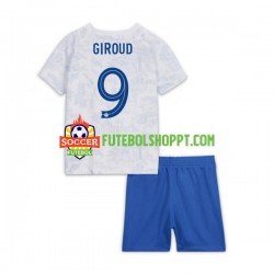 Camisola Júnior França Olivier Giroud 9 Alternativa Equipamento Mundial 2022 Manga Curta