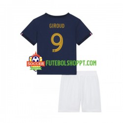 Camisola Júnior França Olivier Giroud 9 Principais Equipamento Mundial 2022 Manga Curta