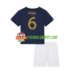 Camisola Júnior França Pogba 6 Principais Equipamento Mundial 2022 Manga Curta