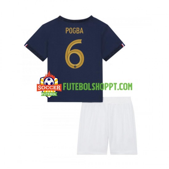 Camisola Júnior França Pogba 6 Principais Equipamento Mundial 2022 Manga Curta
