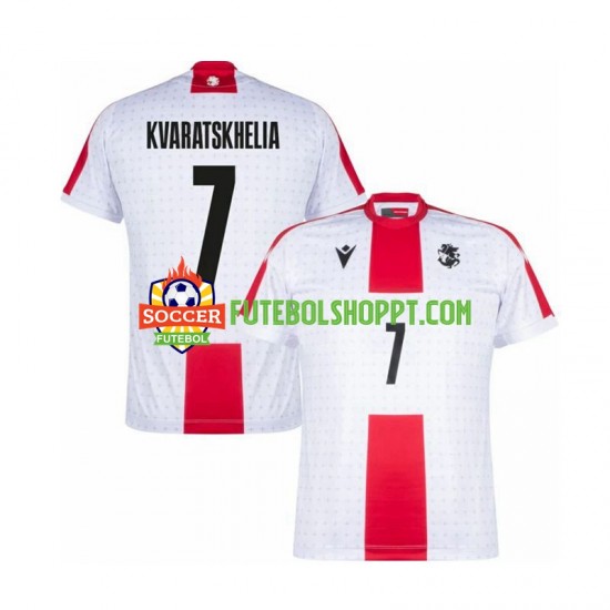 Camisola Homem Georgia Kvaratskhelia 7 Principais Equipamento Euro 2024 Manga Curta