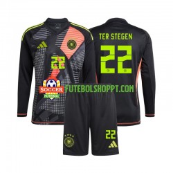 Camisola Júnior Alemanha Ter Stegen 22 Guarda-redes Principais Equipamento Euro 2024 Manga Comprida