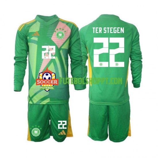 Camisola Júnior Alemanha Ter Stegen 22 Guarda-redes Terceiro Equipamento 2024-2025 Manga Comprida