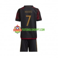 Camisola Júnior Alemanha Havertz 7 Alternativa Equipamento Mundial 2022 Manga Curta