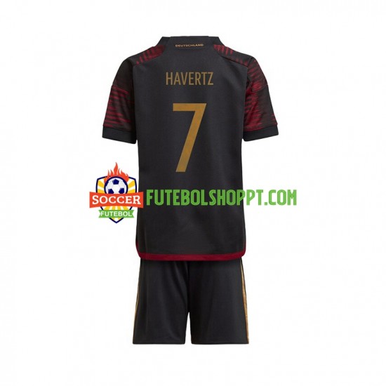 Camisola Júnior Alemanha Havertz 7 Alternativa Equipamento Mundial 2022 Manga Curta