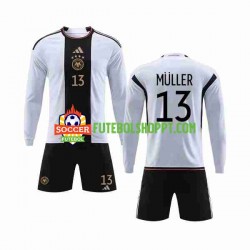 Camisola Júnior Alemanha MULLER 13 Principais Equipamento Copa do Mundo 2022 Manga Comprida