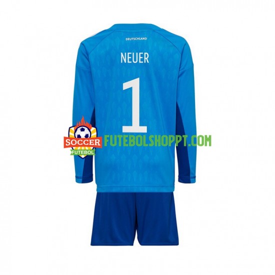 Camisola Júnior Alemanha Manuel Neuer 1 Guarda-redes Principais Equipamento Mundial 2022 Manga Comprida