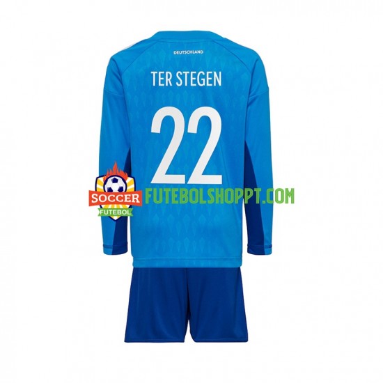 Camisola Júnior Alemanha ter Stegen 22 Guarda-redes Principais Equipamento Mundial 2022 Manga Comprida