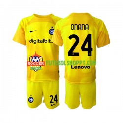 Camisola Júnior Inter de Milão Andre Onana 24 Guarda-redes Alternativa Equipamento 2022-2023 Manga Curta