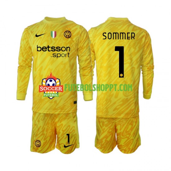 Camisola Júnior Inter de Milão Yann Sommer 1 Guarda-redes Alternativa Equipamento 2024-2025 Manga Comprida