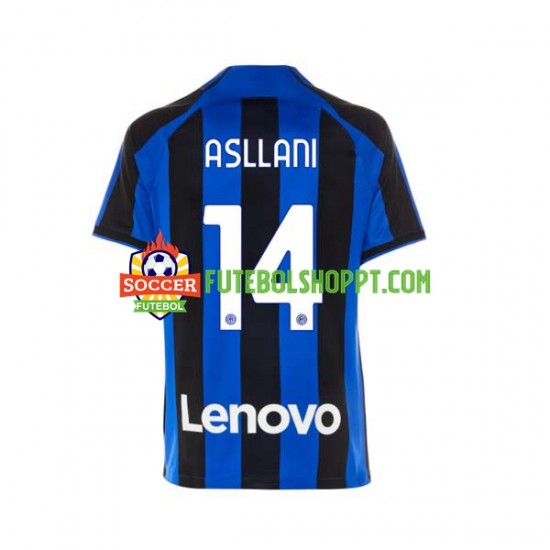 Camisola Homem Inter de Milão Kristjan Asllani 14 Principais Equipamento 2022-2023 Manga Curta