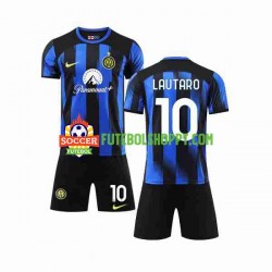Camisola Júnior Inter de Milão Lautaro Martinez 10 Principais Equipamento 2023-2024 Manga Curta