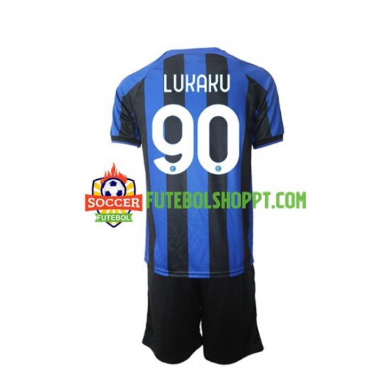 Camisola Júnior Inter de Milão Romelu Lukaku 90 Principais Equipamento 2022-2023 Manga Curta
