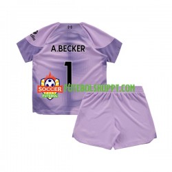 Camisola Júnior Liverpool Alisson Becker 1 Guarda-redes Principais Equipamento 2022-2023 Manga Curta